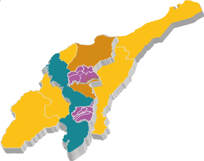 Mapa de los departamentos de Bolívar y Magdalena con los municipios de ARARAT
